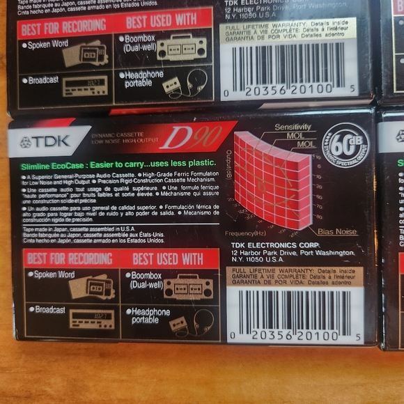 TDK D90 Blank Cassette Tape Lot of 6 NOS Sealed High Output Blank Tapes - Picture 3 of 6